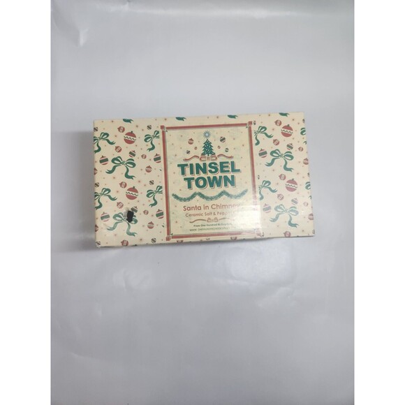 Santa Salt and Pepper  Tinsel Town Santa In Chimney Ceramic Set 180 Degrees - Picture 4 of 13